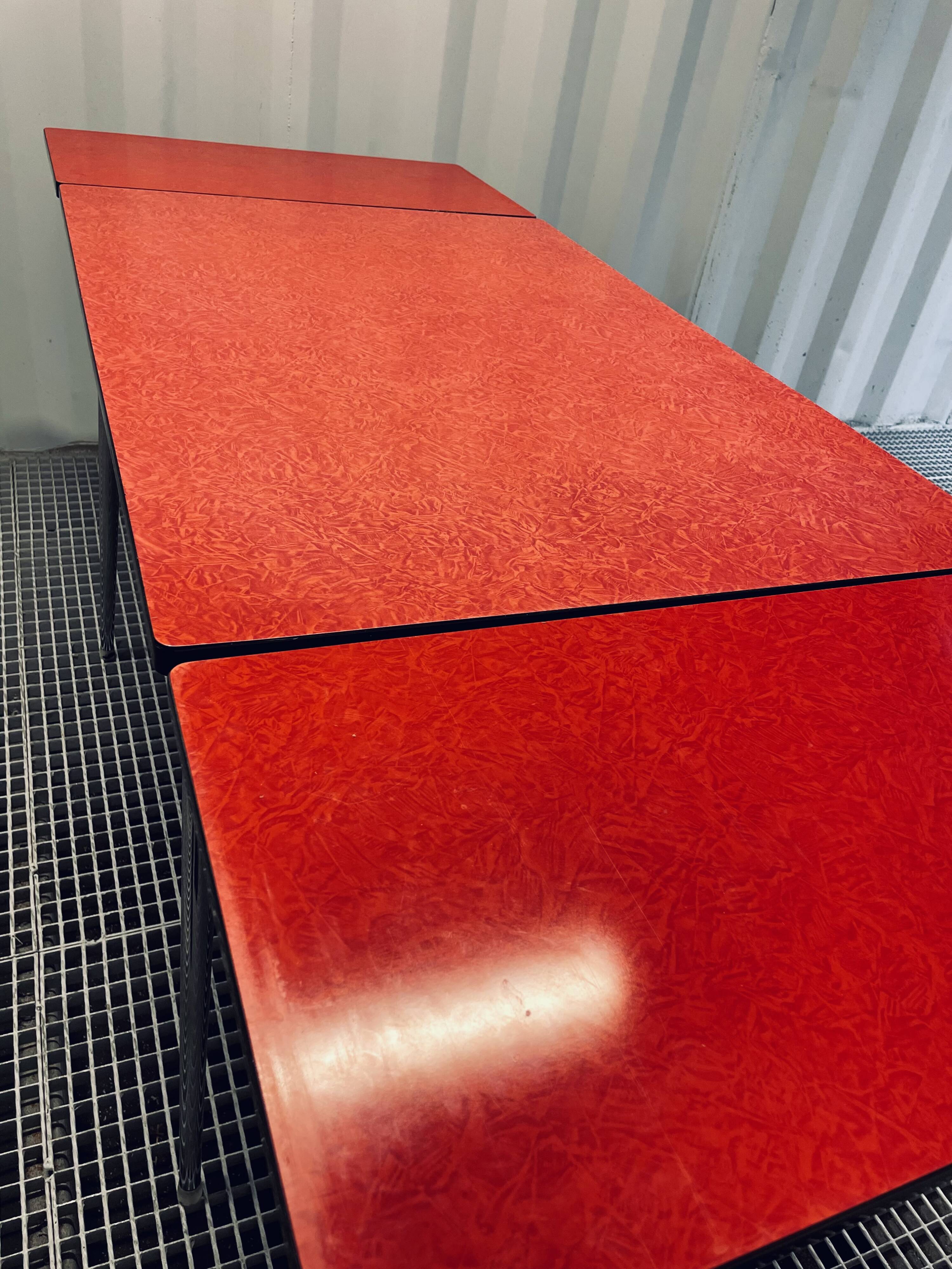 Vintage red formica table from the 60s with extensions