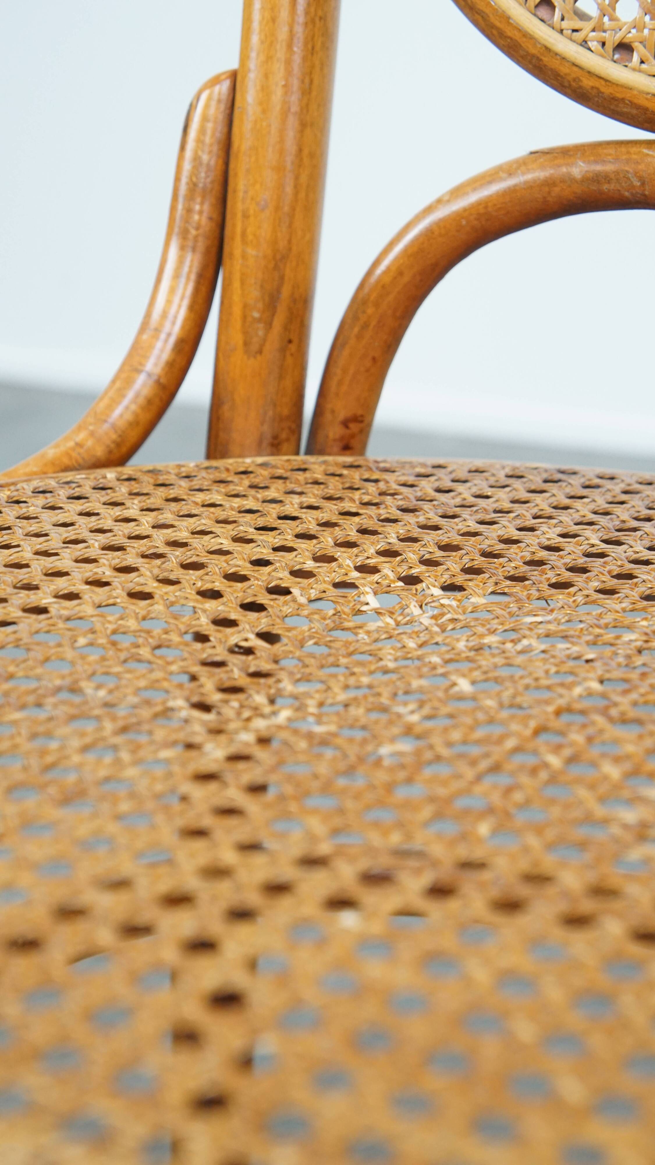 Set of 2 light brown bentwood Thonet style chairs model "Long John"