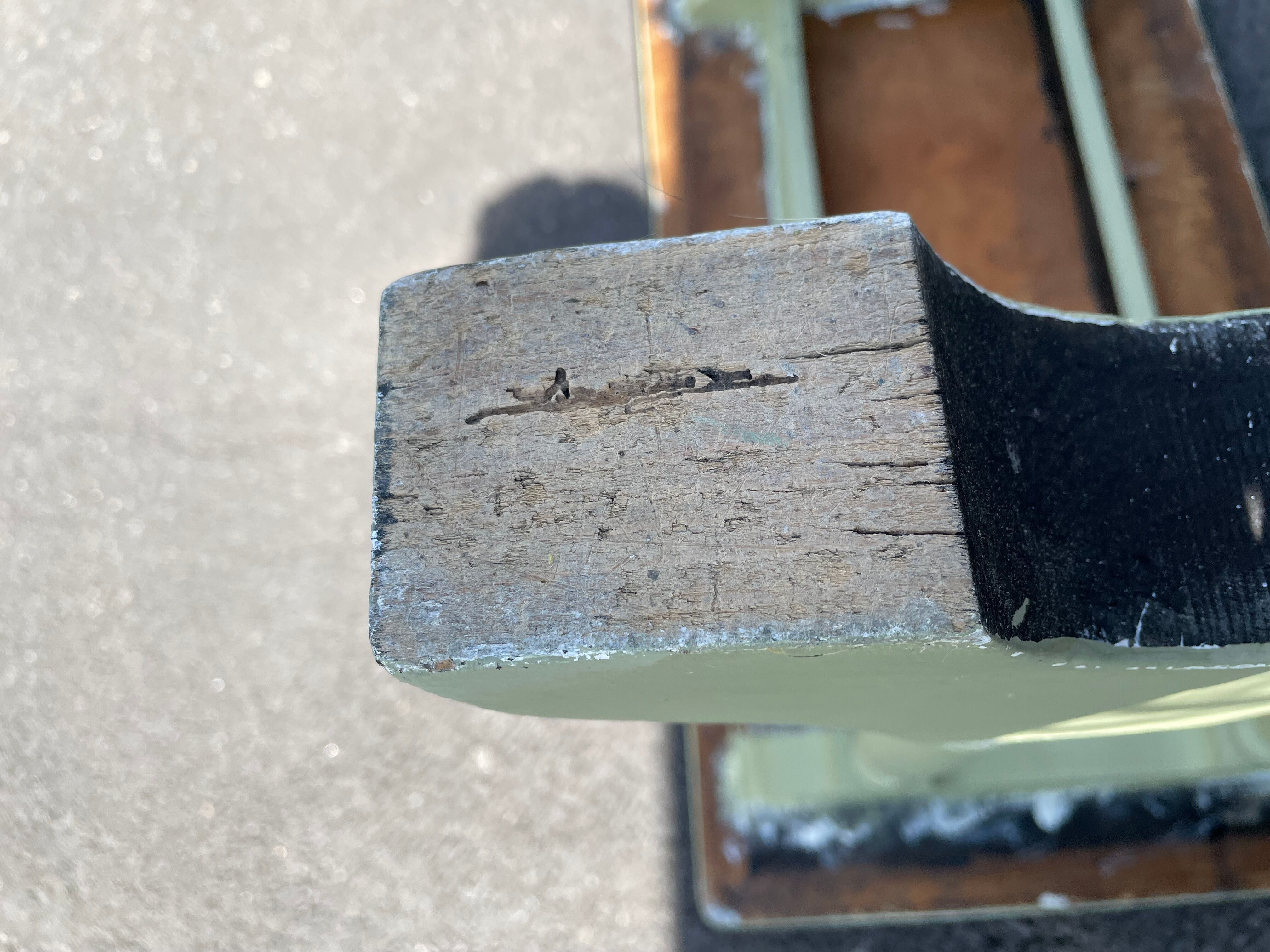 Patinated green baluster table