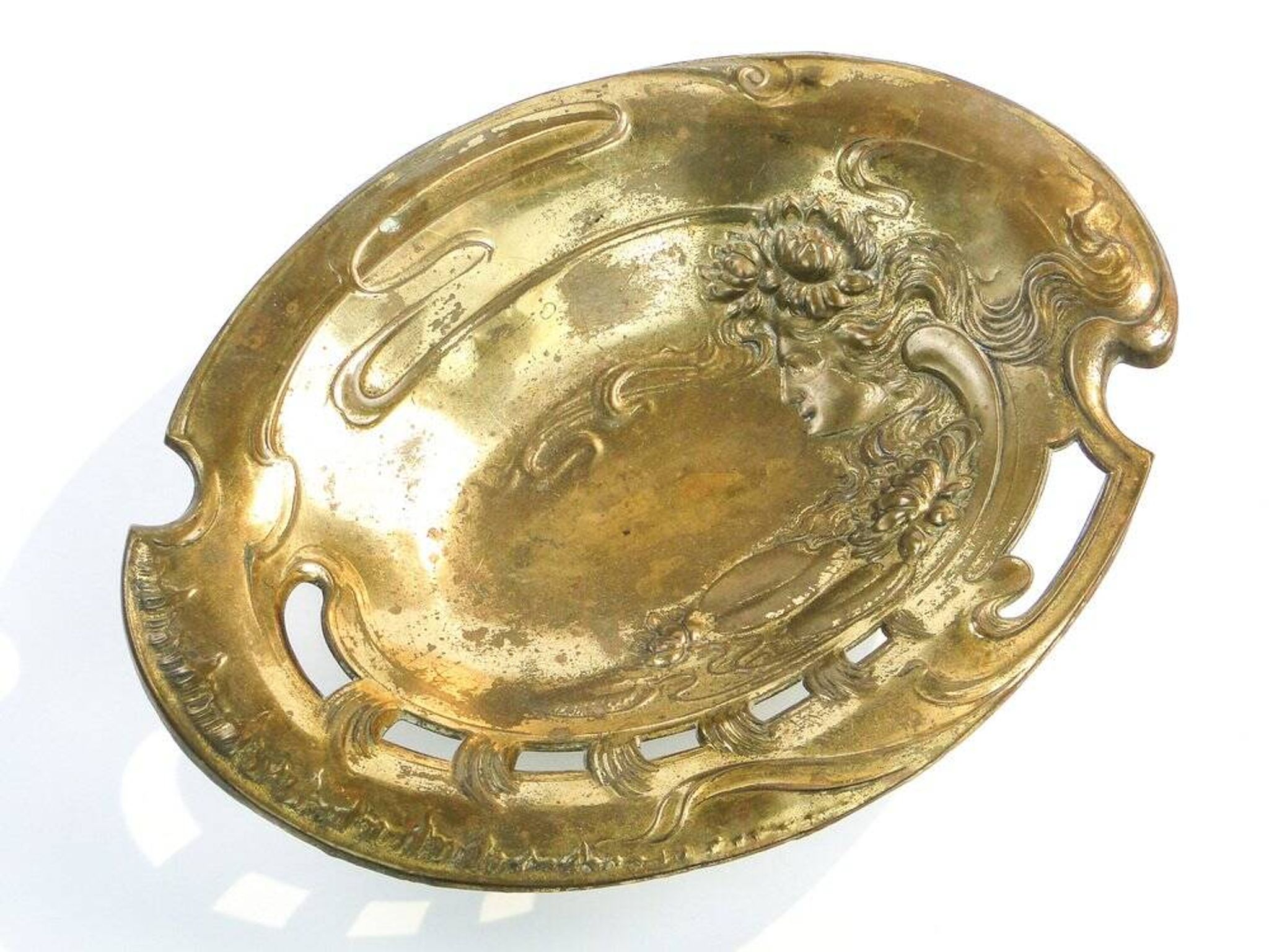 Art Nouveau gold-plated dish from Zolberg, Poland, 1900s