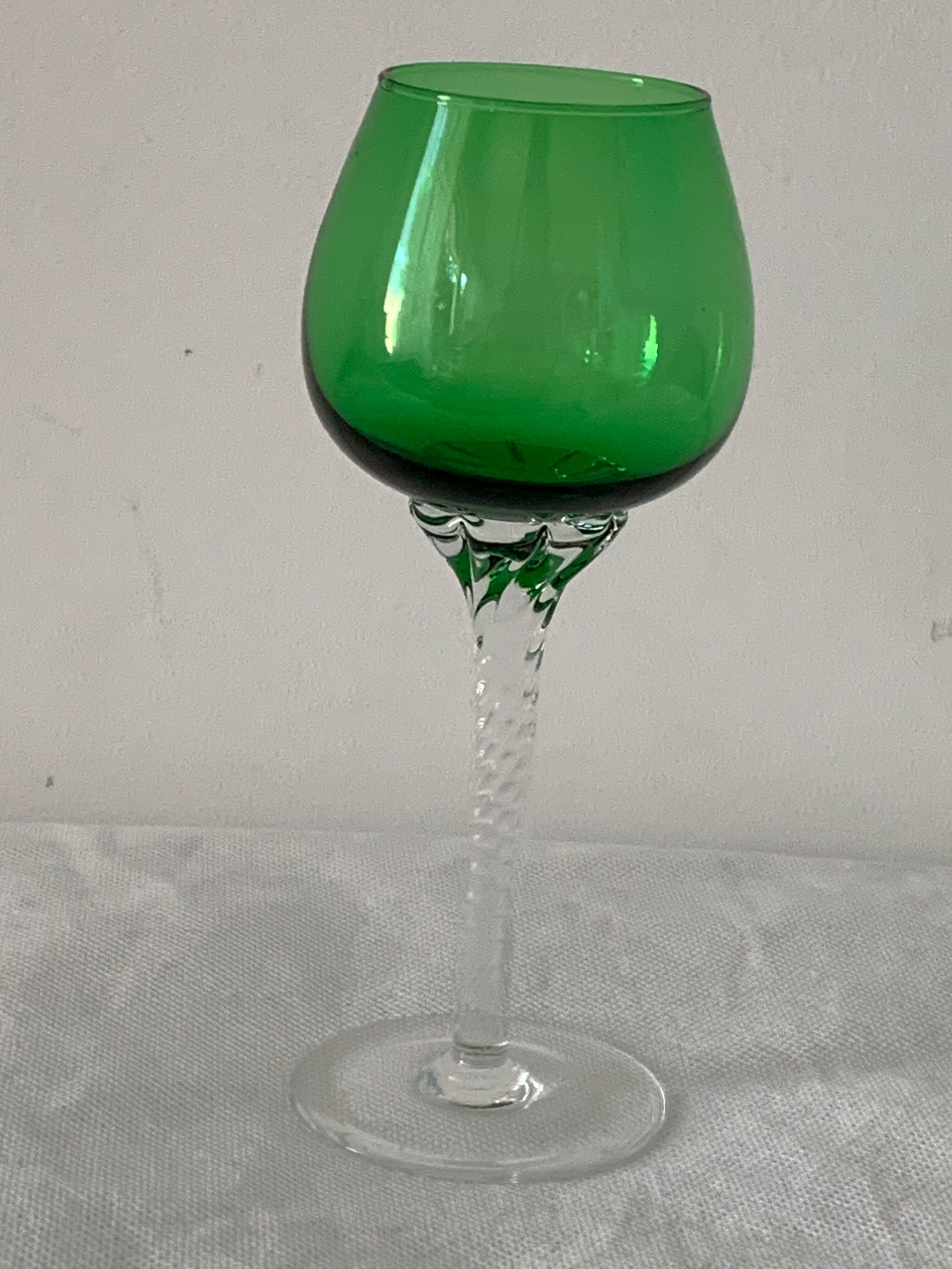 Set of 6 murano 1970 colored digestive glasses