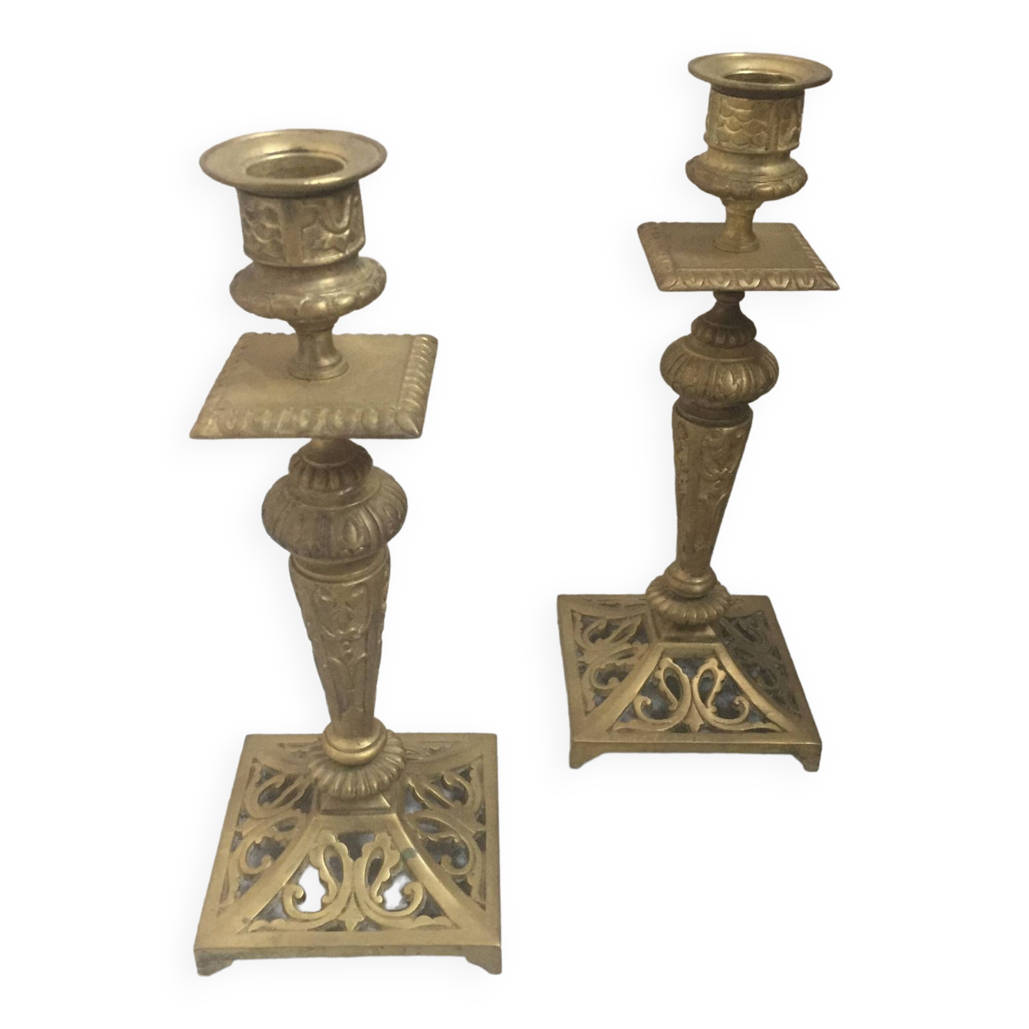 Pair of Napoleon III bronze candlesticks