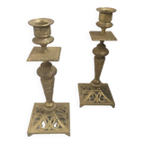 Pair of Napoleon III bronze candlesticks