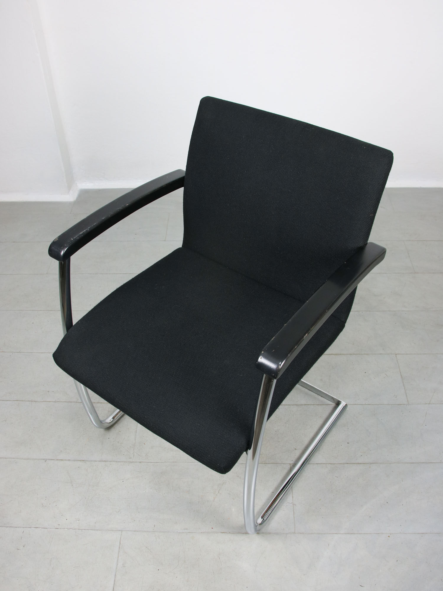 Vintage black fabric bauhaus office chair, 90s