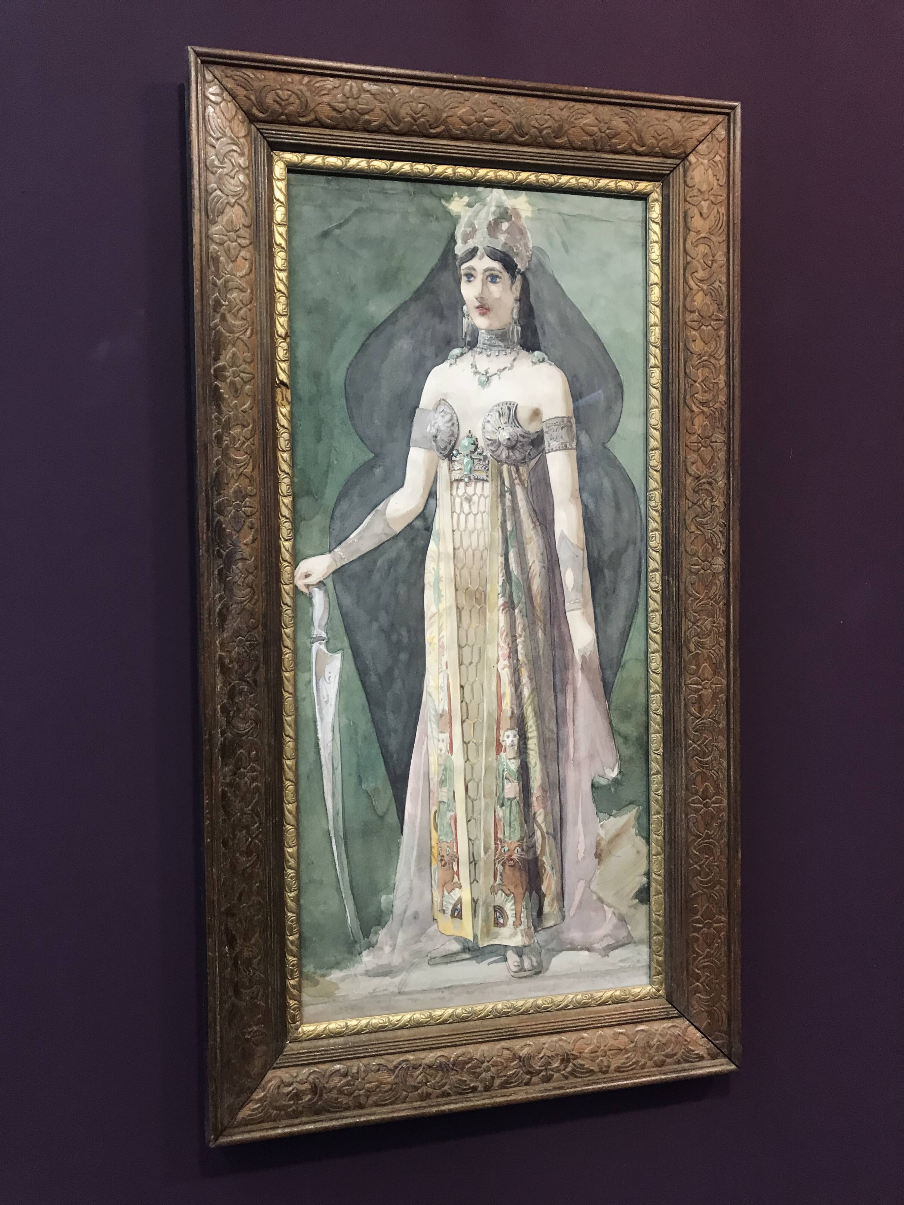 Victorian Goddess, Aquarelle Painting, framed