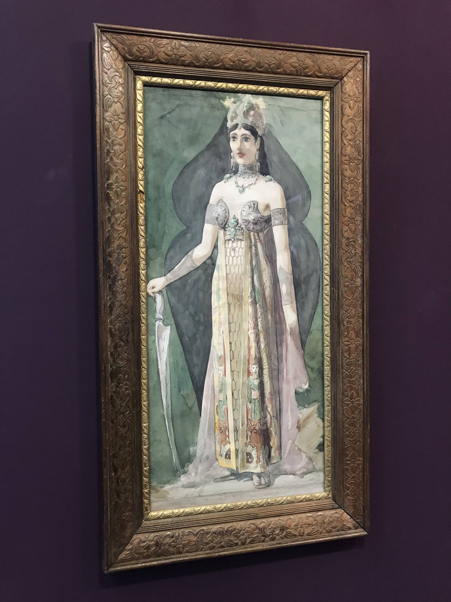 Victorian Goddess, Aquarelle Painting, framed