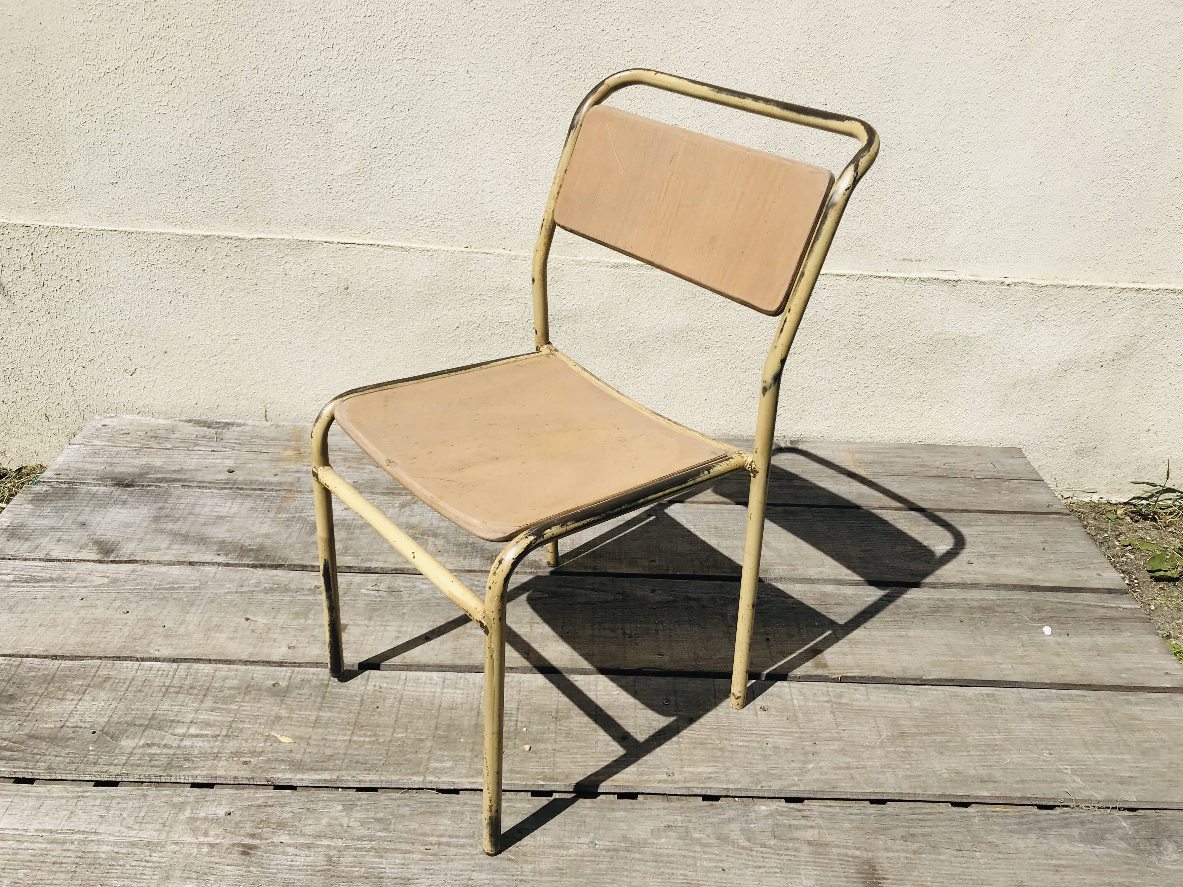 Series of 4 vintage school chairs