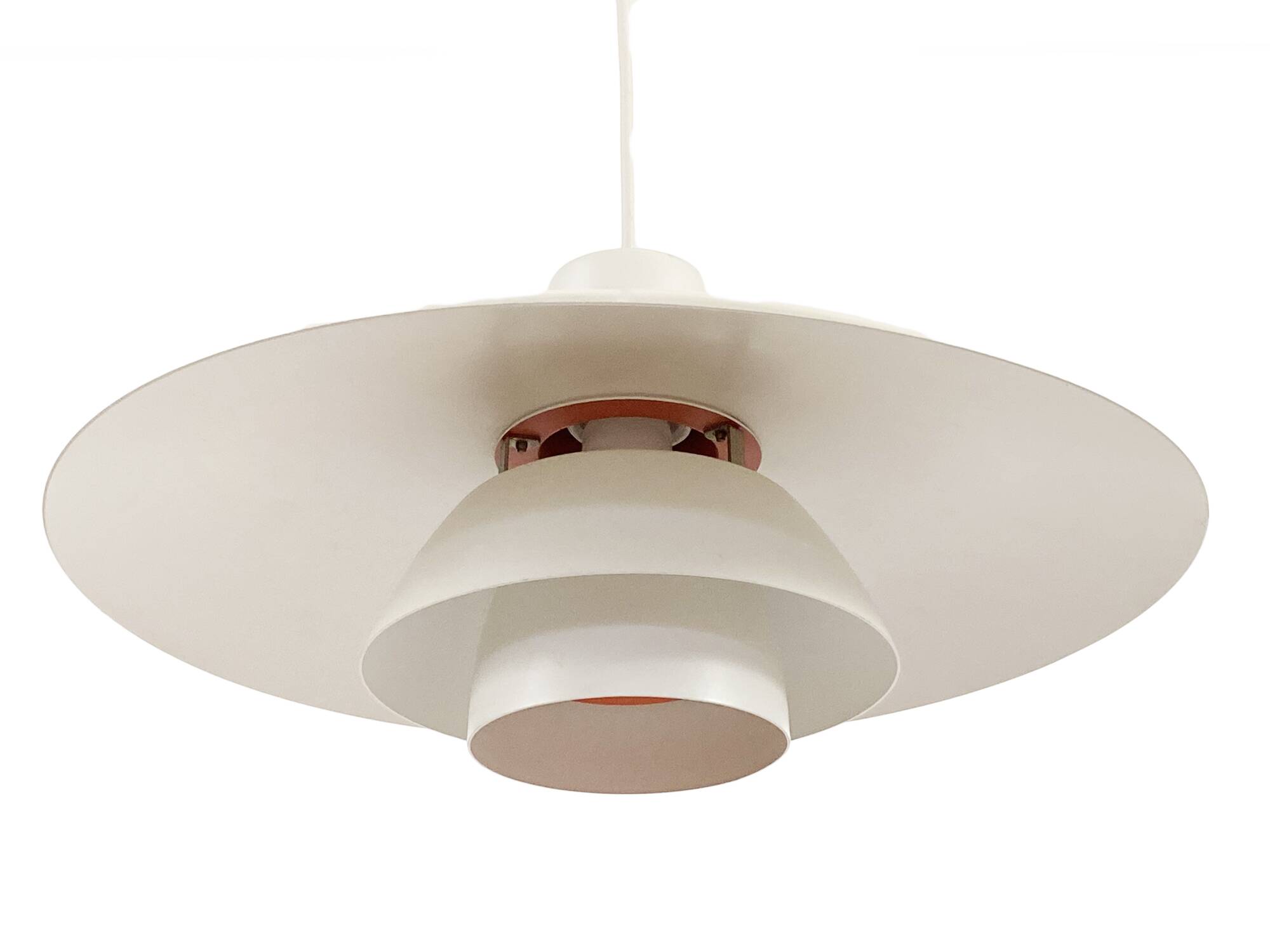 White pendant light PH 4/3 by Poul Henningsen for Louis Poulsen. Denmark 1970s