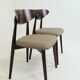 Set of 4 Modern Beech Wood Dining Chair, Herringbone yellow fabric
