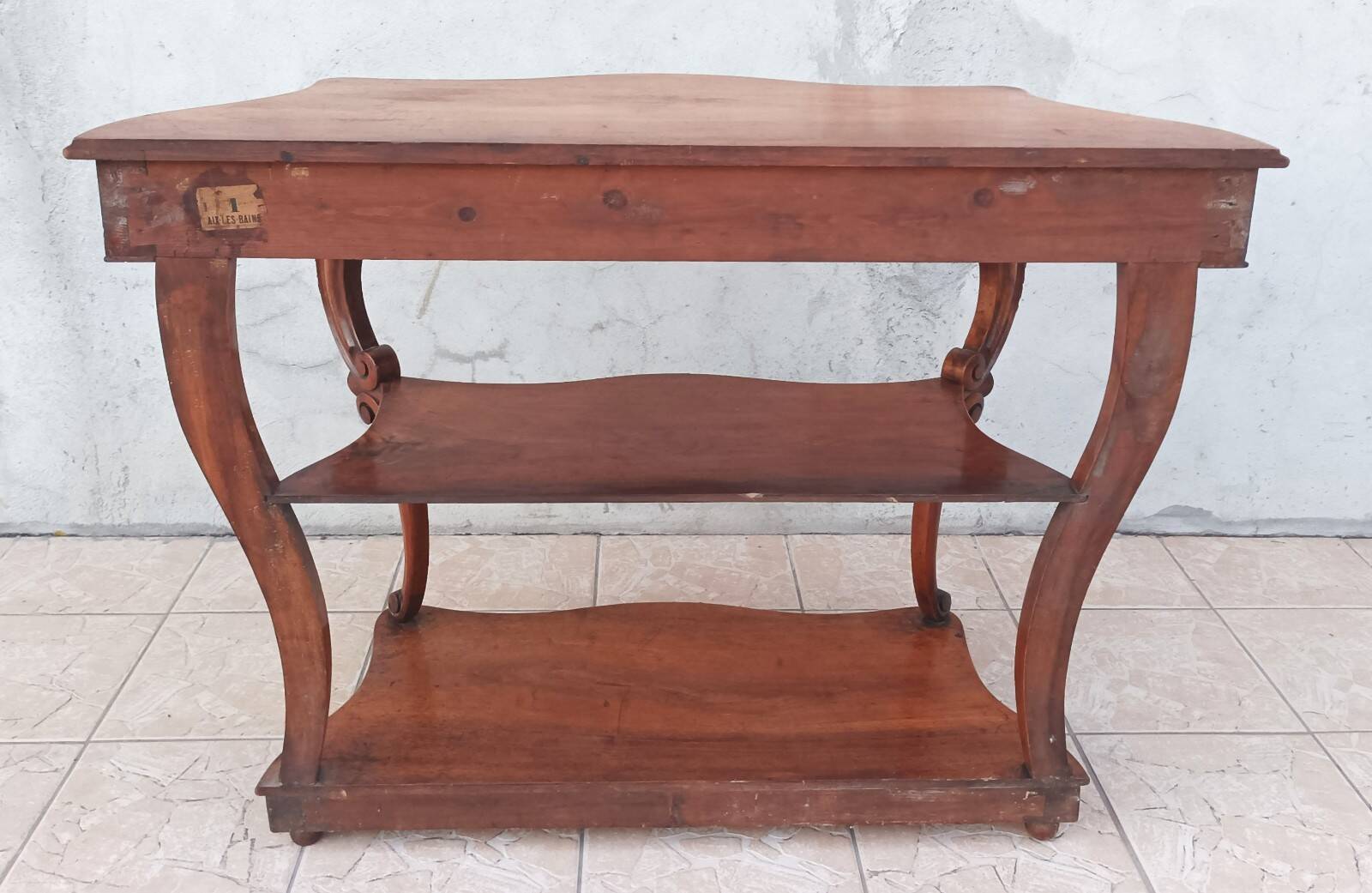 Large console from the Napoleonic III era in walnut and walnut burl.