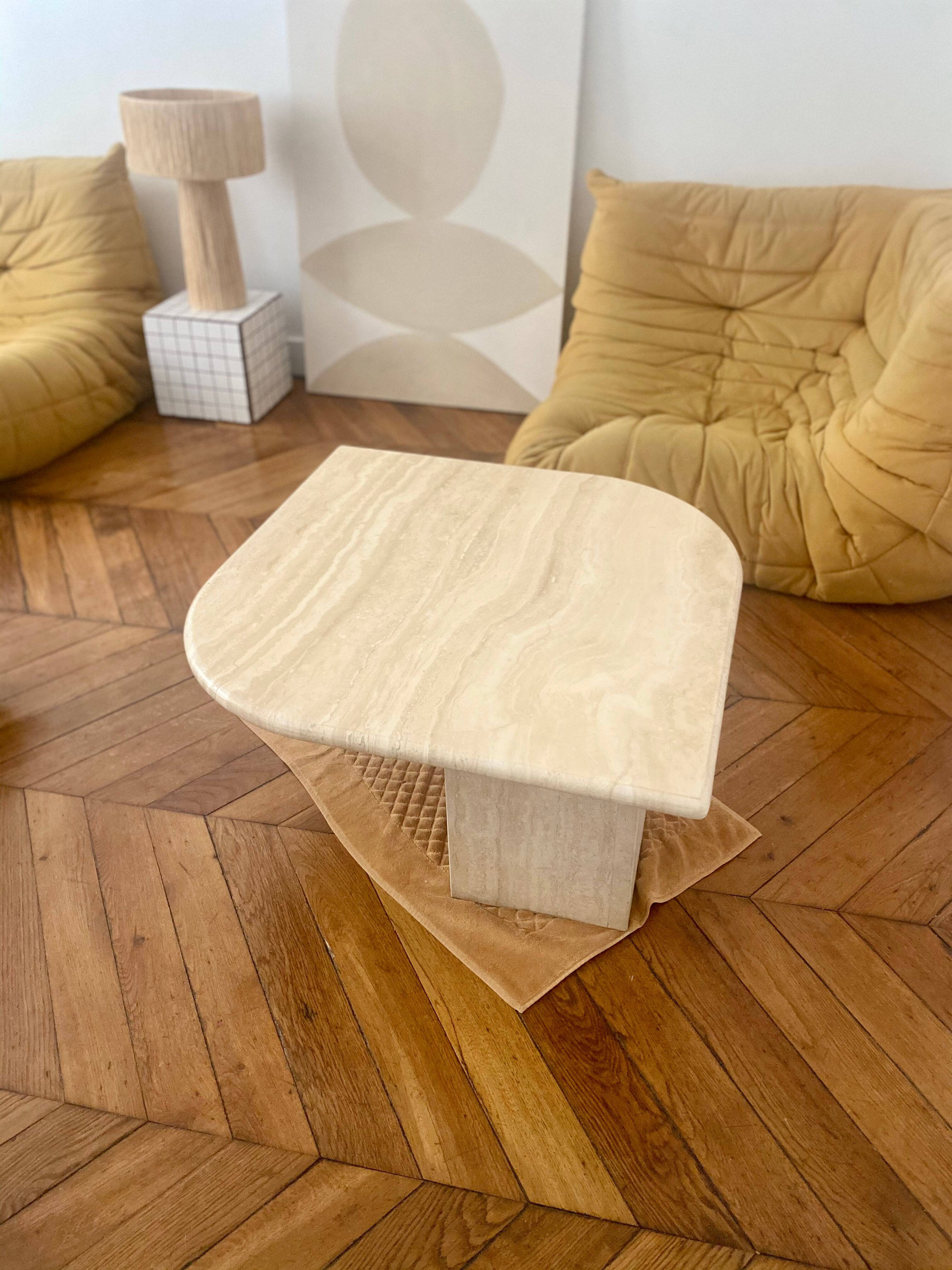 Vintage design travertine stone coffee table drip