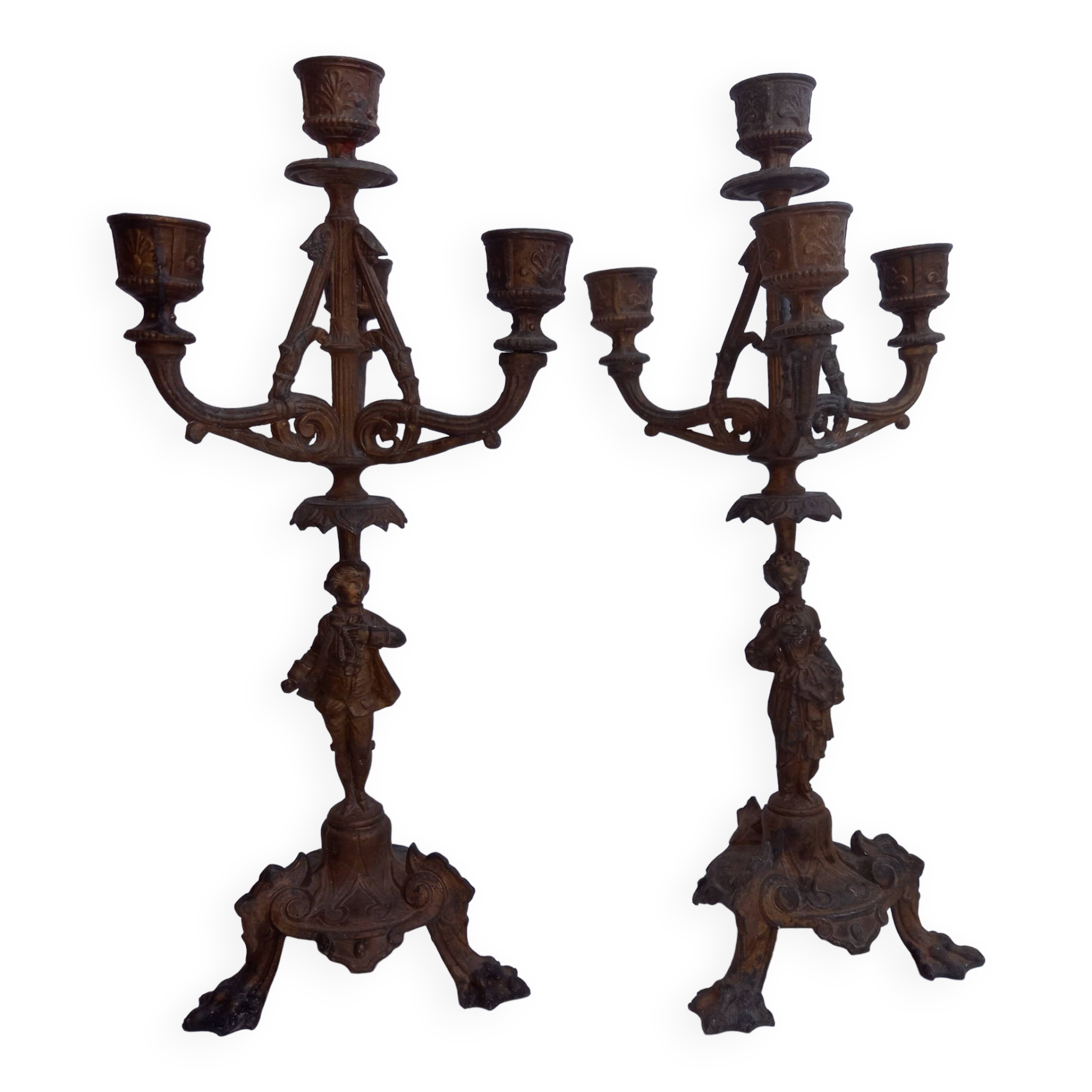 Regulate candlesticks - Pair of Louis XV characters