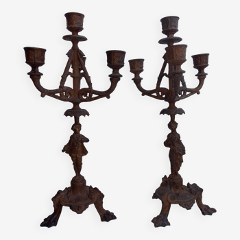 Regulate candlesticks - Pair of Louis XV characters
