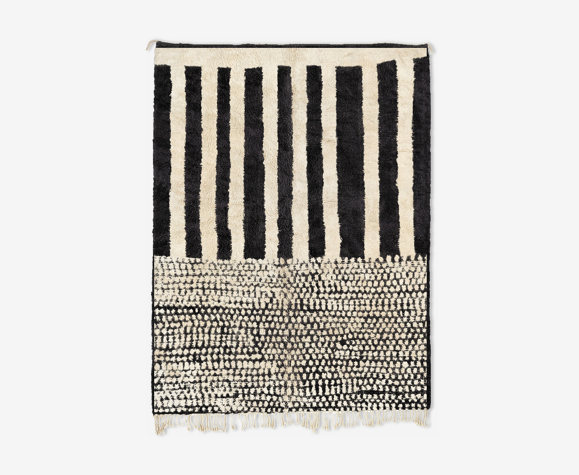 Tapis marocain moderne blanc art contemporain 280x370cm