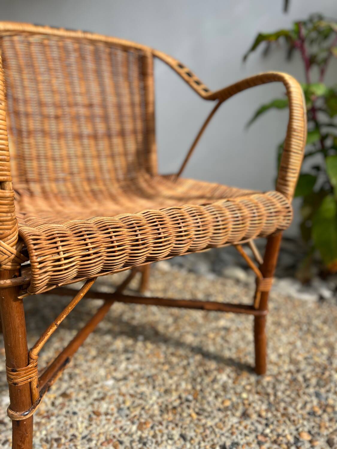Paire de fauteuils rotin vintage 1960