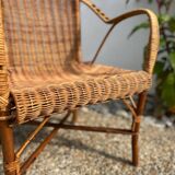 Pair of vintage rattan armchairs 1960
