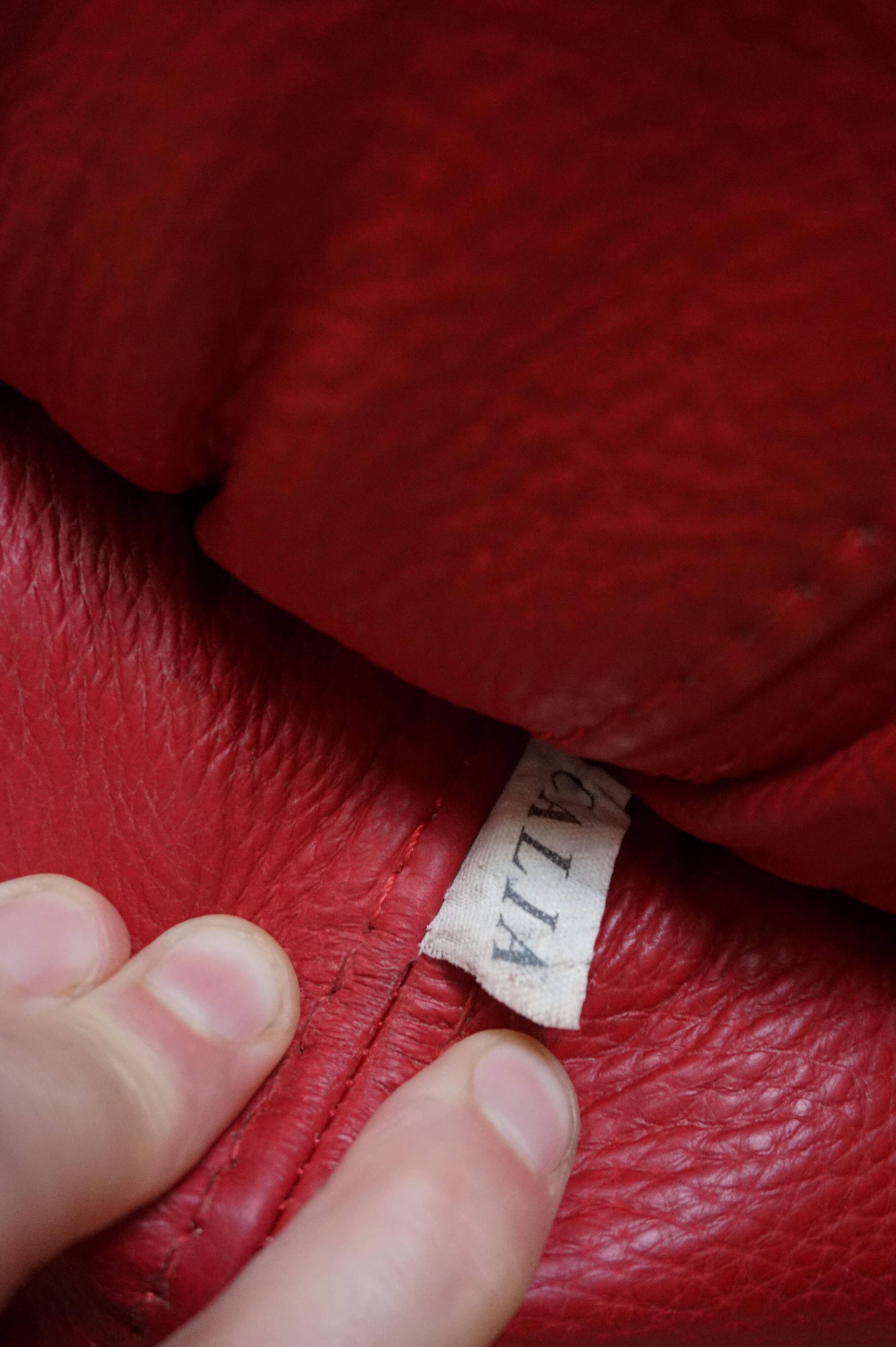 Vintage red leather Lounge Chair by Calia Italia, 1990s