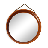 Vintage round mirror 70s / orange plastic