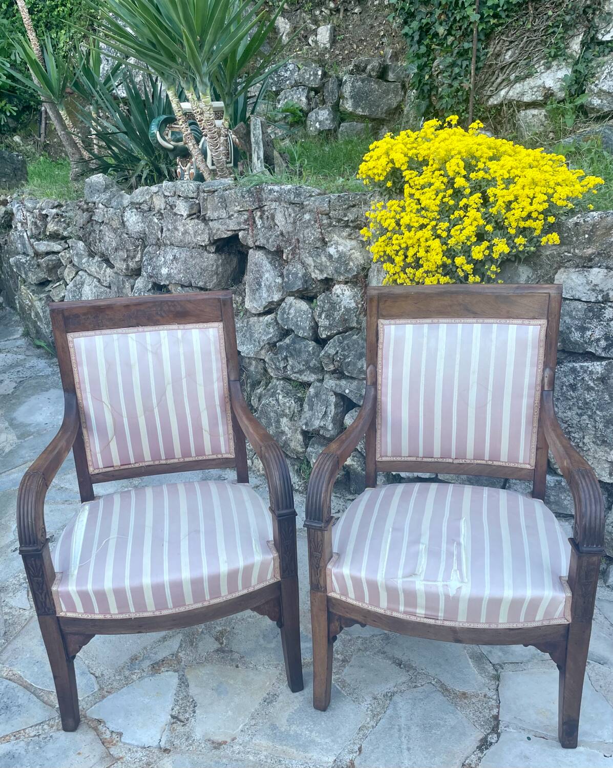 Pair of French mahogany armchairs from the Restoration period
