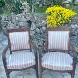 Pair of French mahogany armchairs from the Restoration period