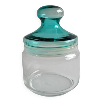 Blue glass lid jar