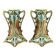 Art Nouveau, two barbotine vases from Onnaing around 1920.