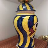 Lampe à poser motifs poissons globe en verre plissé