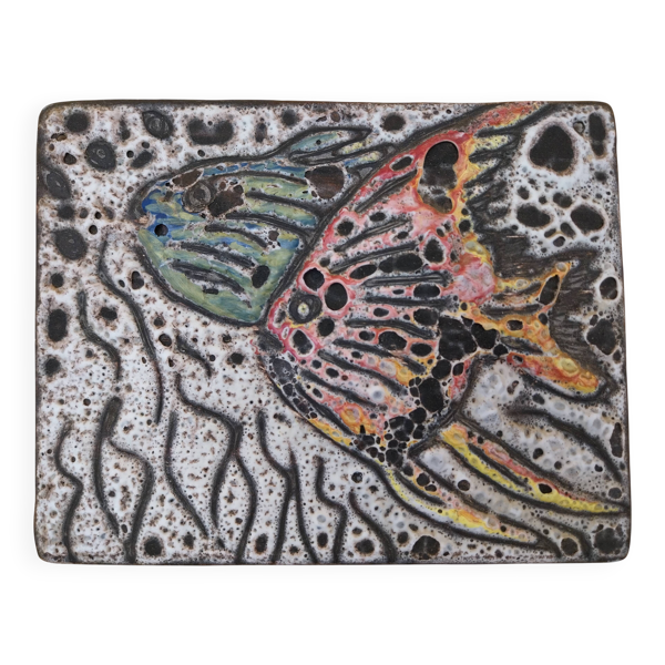 Honoré Camos céramique signée Poisson Vallauris écume — Beyit