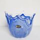 Medium blue Murano glass bowl, mid-century style, Italy, 2000s.