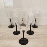 6 Octime octagonal black-footed wine glasses