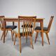 Dining room set, extendable table and 4 chairs, Czech vintage 19.
