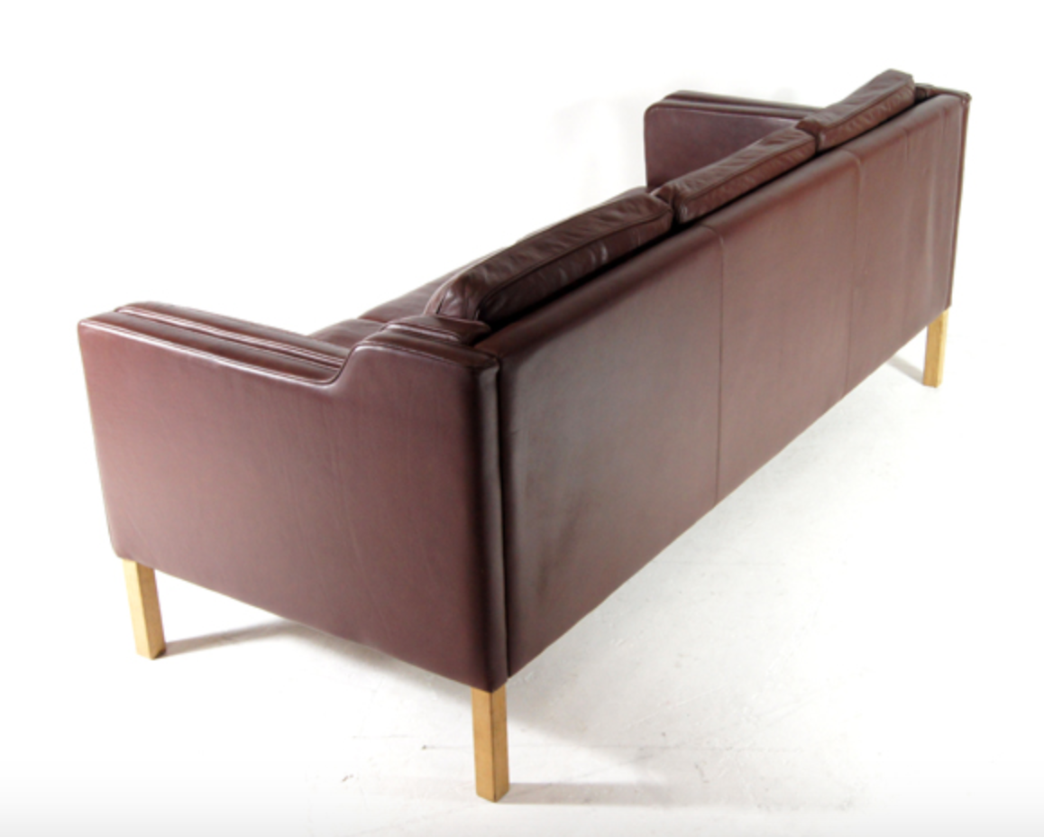 Danish vintage retro 3-seater sofa in Scandinavian oak Stouby leather from the 60s 70s