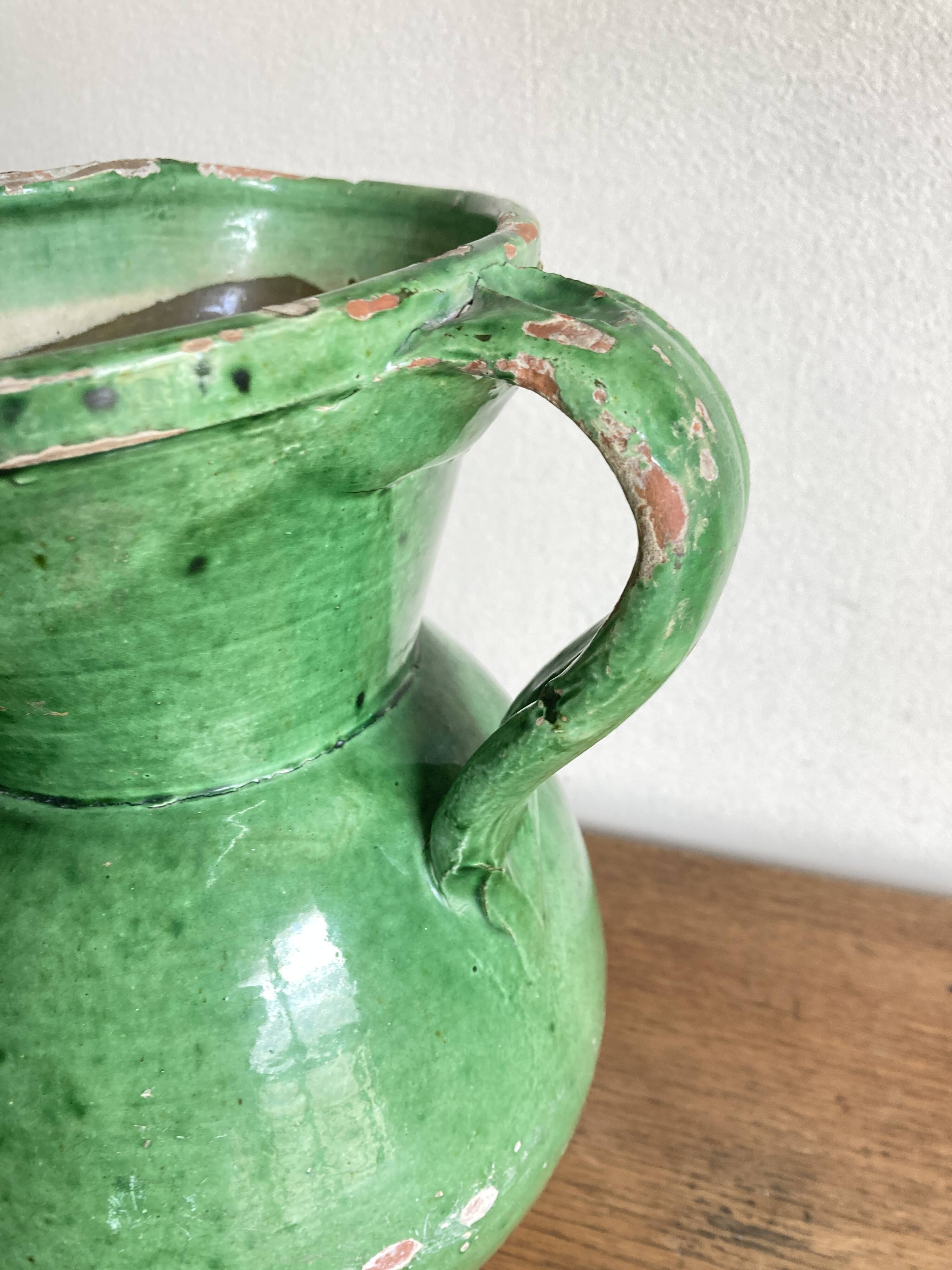 Vase pitcher Sicily Italy in glazed earthenware folk art 1950