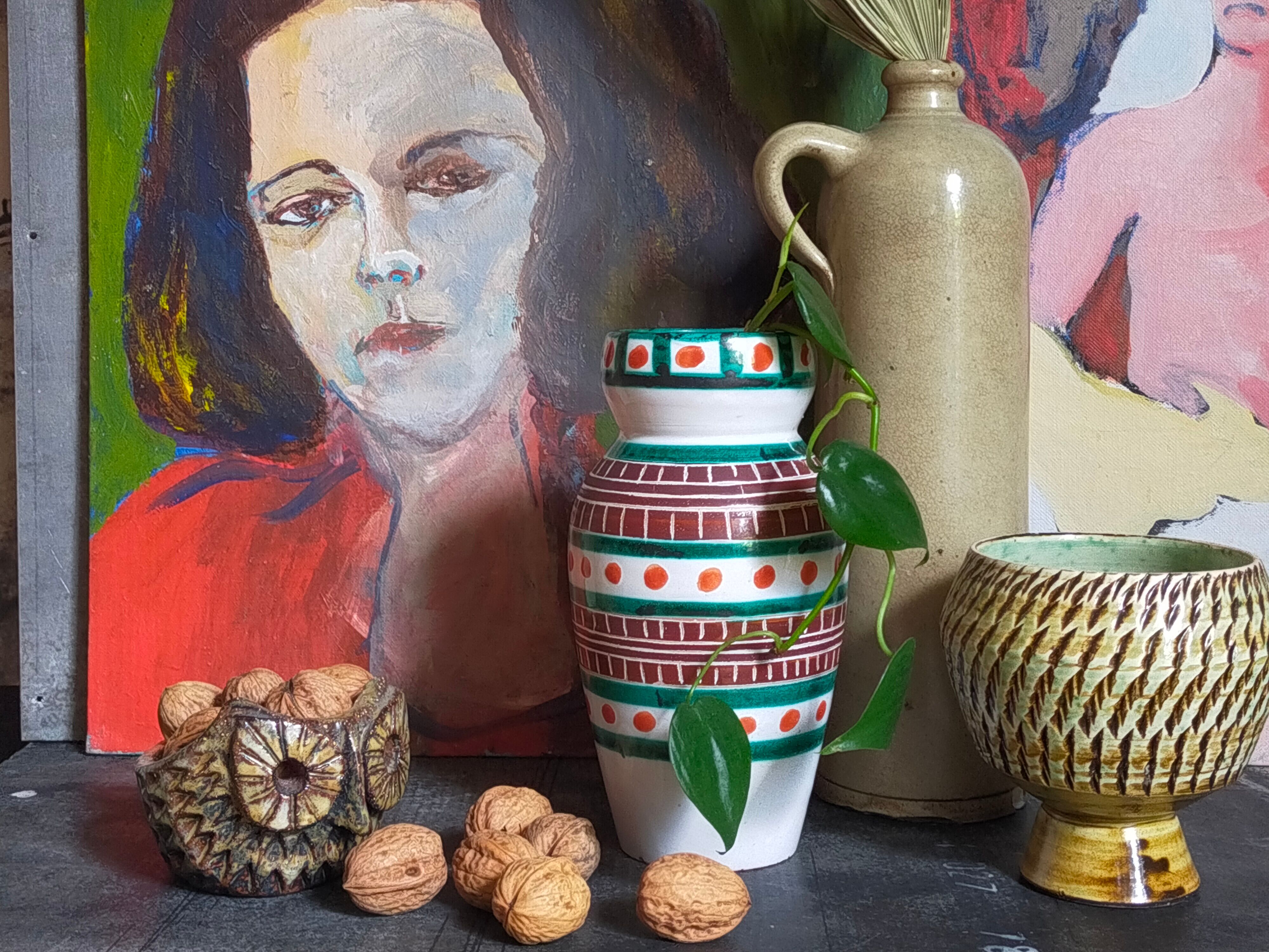 Vintage ceramic vase A. Fazio Vallauris 50s