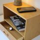 2 wall-mounted Scandinavian bedside tables with drawers, oak, 1960.