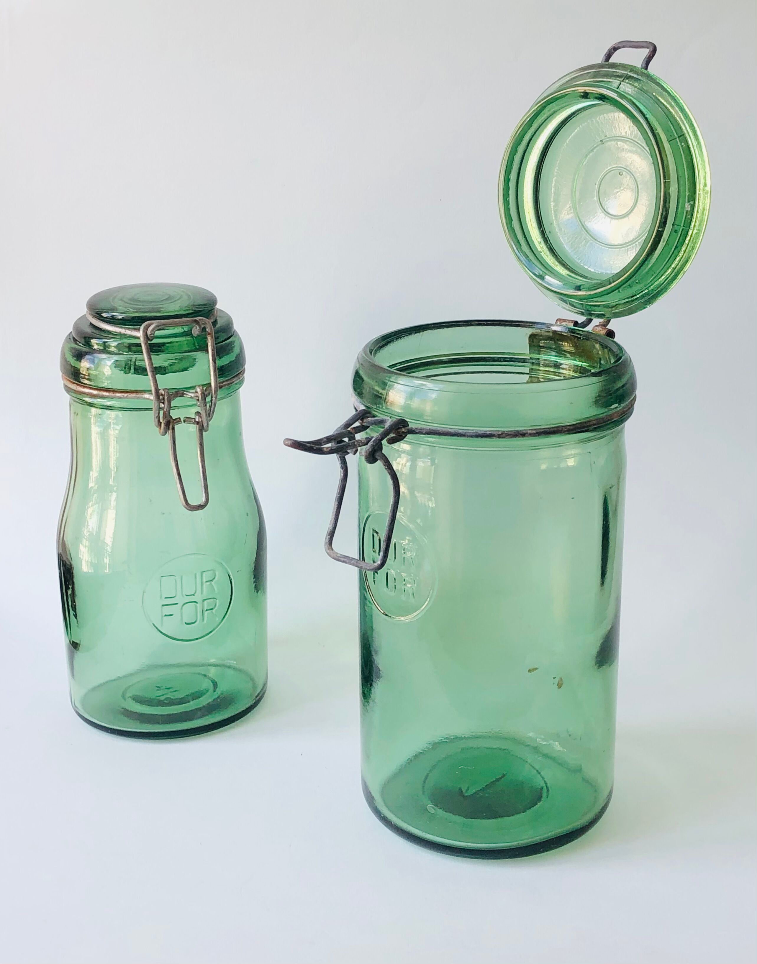 Trio of Durfor glass jars