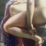 HST painting "Diana at the bath" Nude back signed early twentieth century