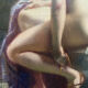 HST painting "Diana at the bath" Nude back signed early twentieth century