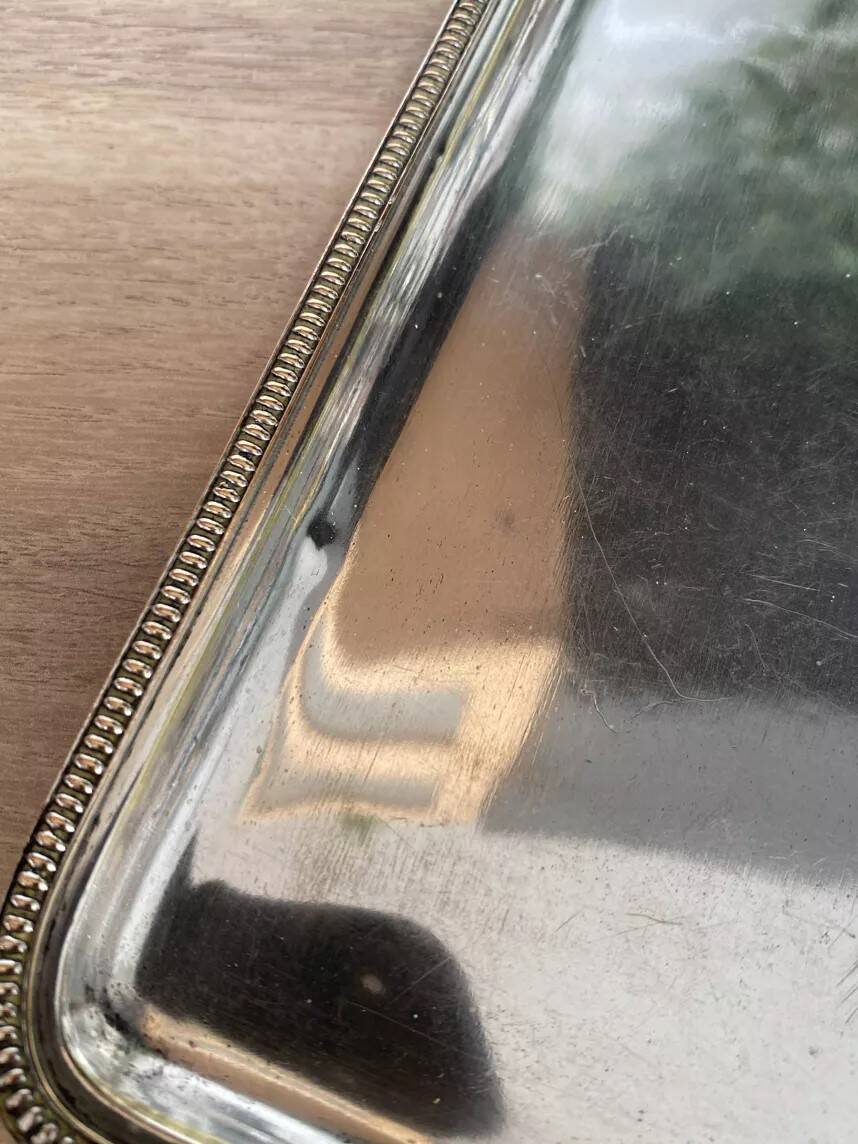 Silver metal tray