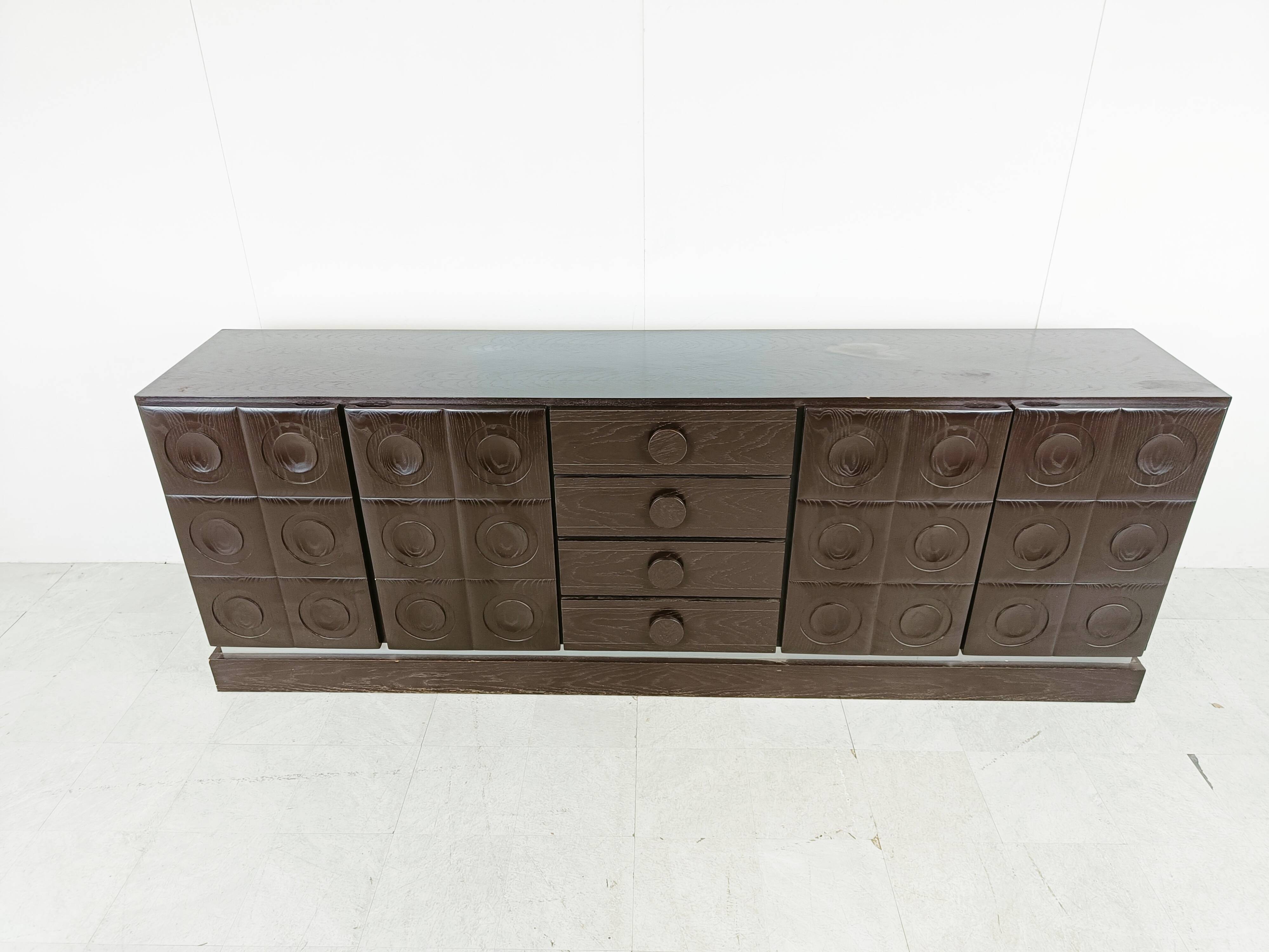 Graphical brutalist credenza, 1970s