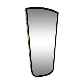 Vintage 1960s mirror, asymmetrical, gold-black rearview mirror - 71 x 36 cm