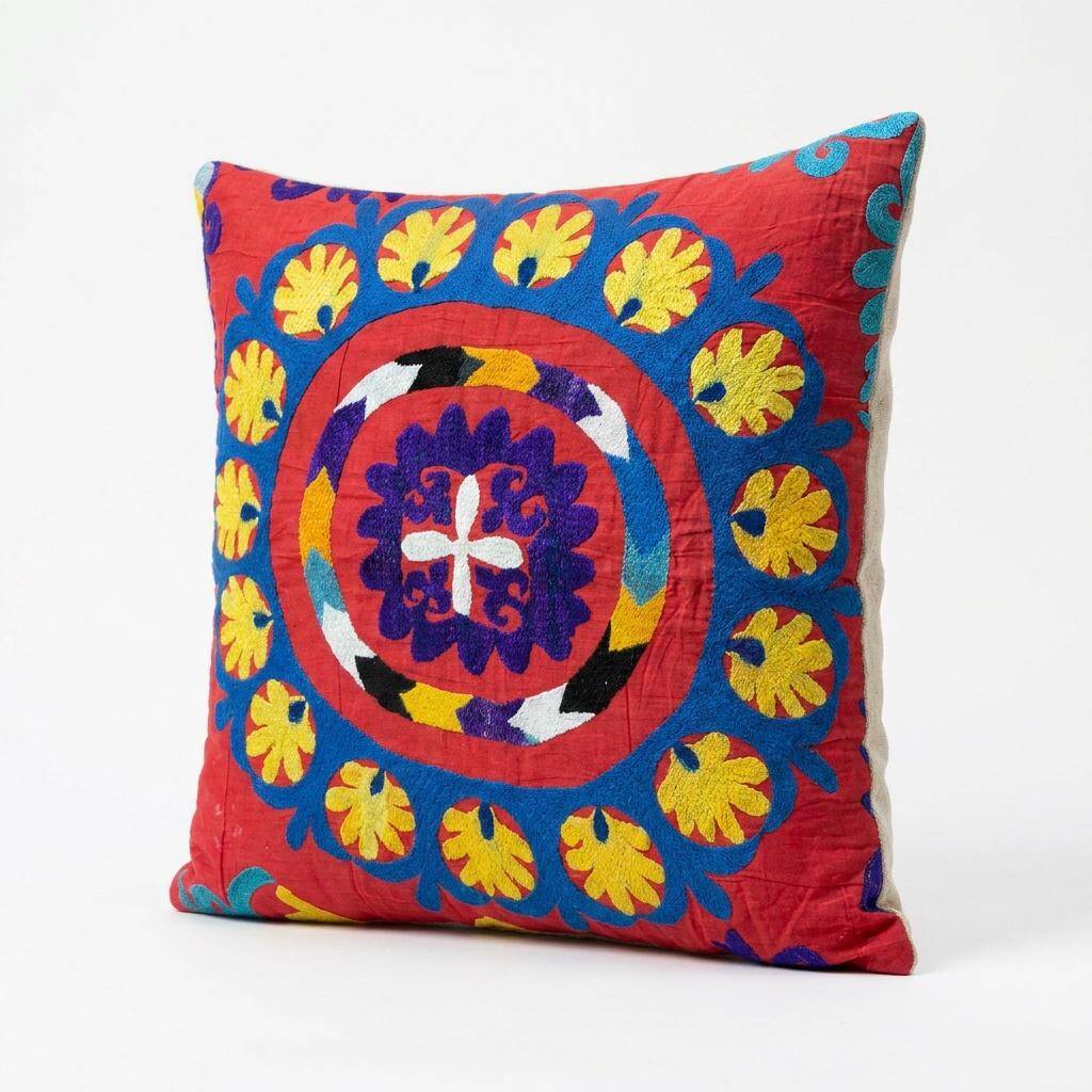 Housse de coussin brodée vintage 48x53 cm
