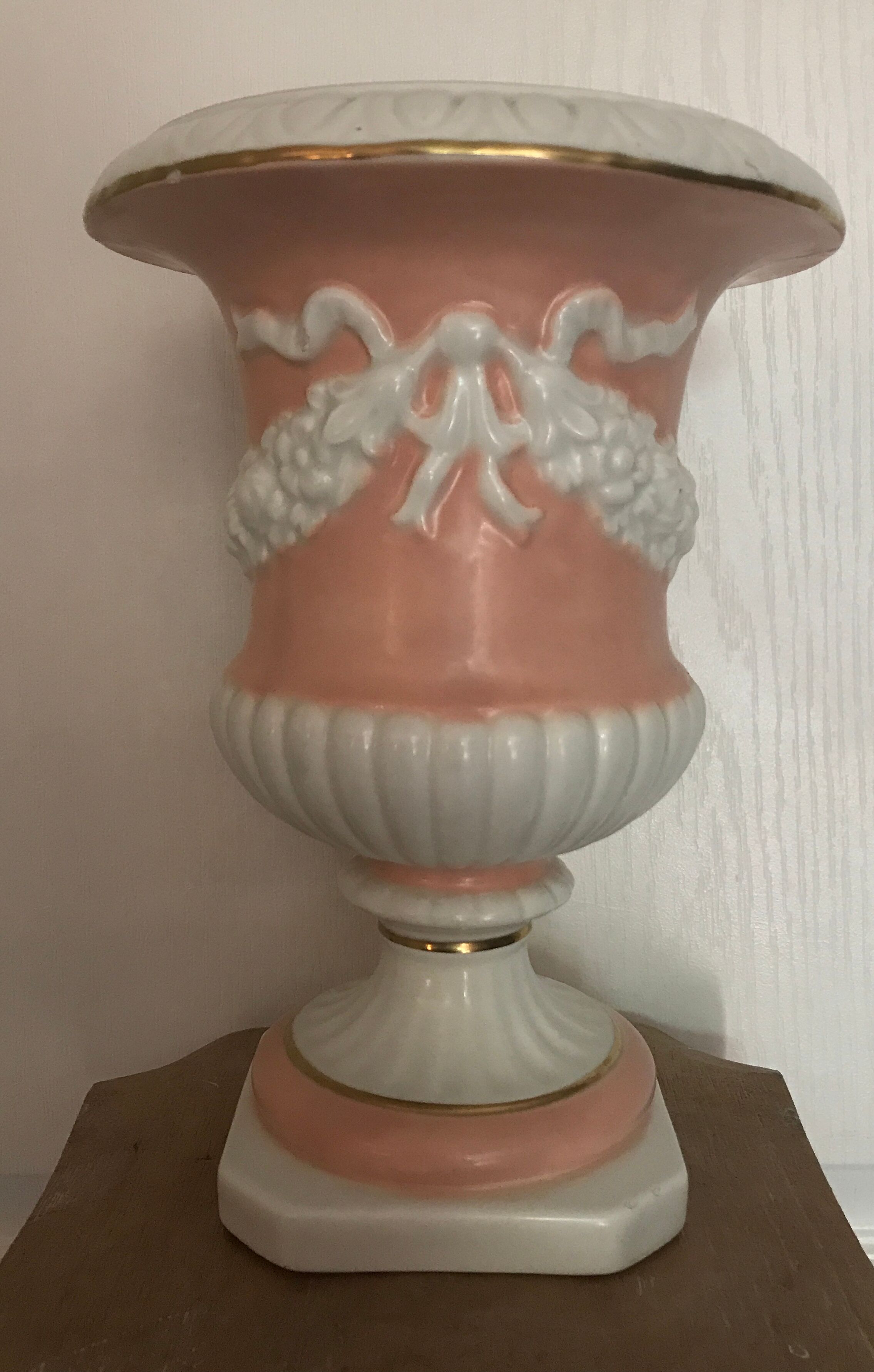 Medici VASE in enamelled earthenware with floral frieze decoration, signed and numbered