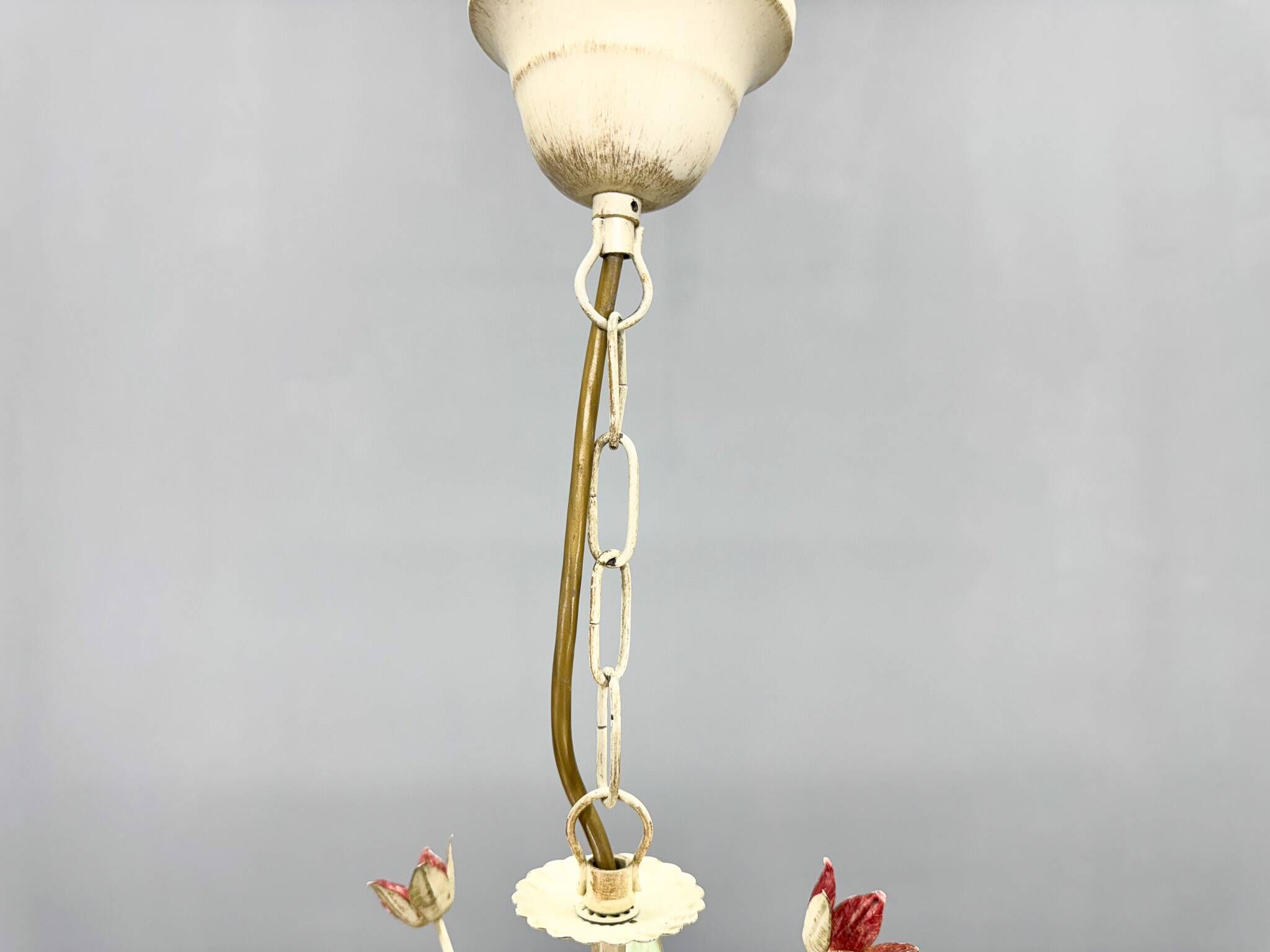Vintage Metal Floral Chandelier, France, 1970's