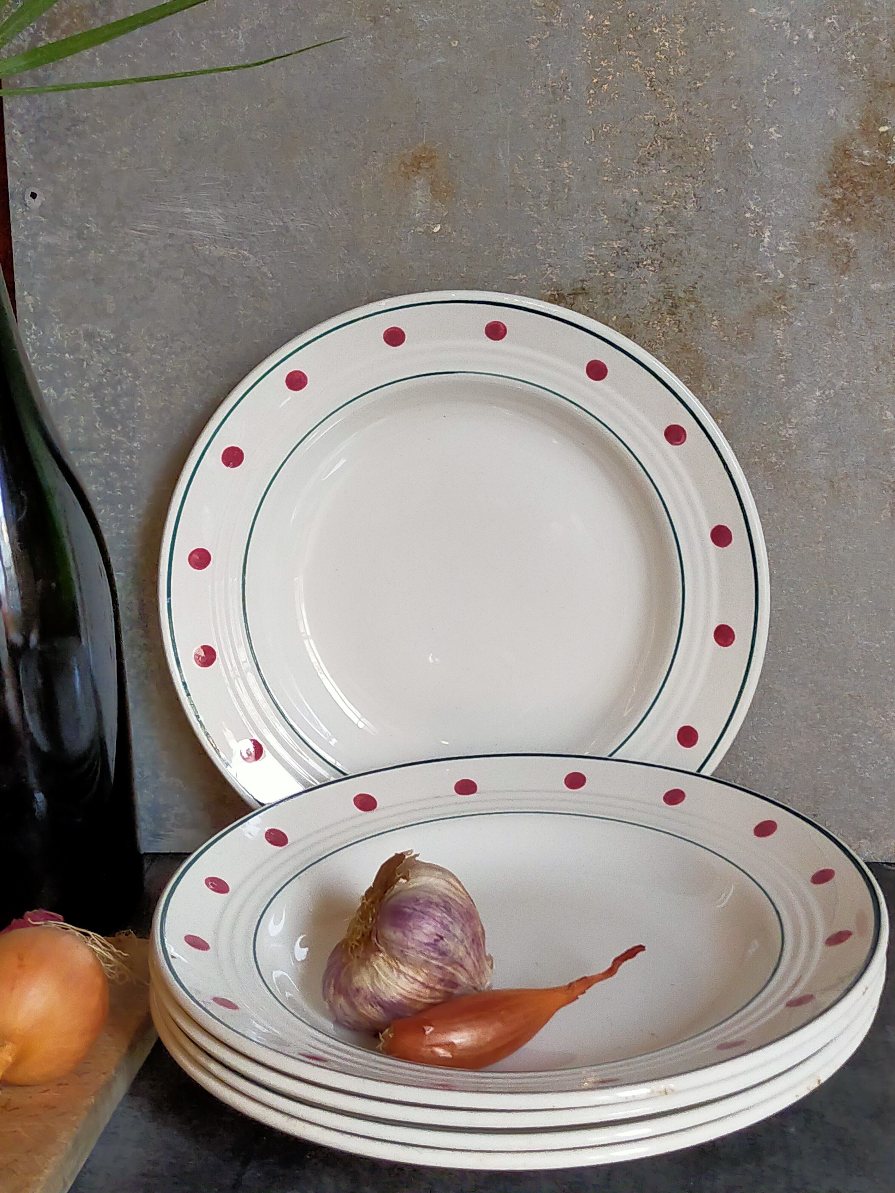 Five plates Céranord Saint-Amand "Brocatelle" vintage