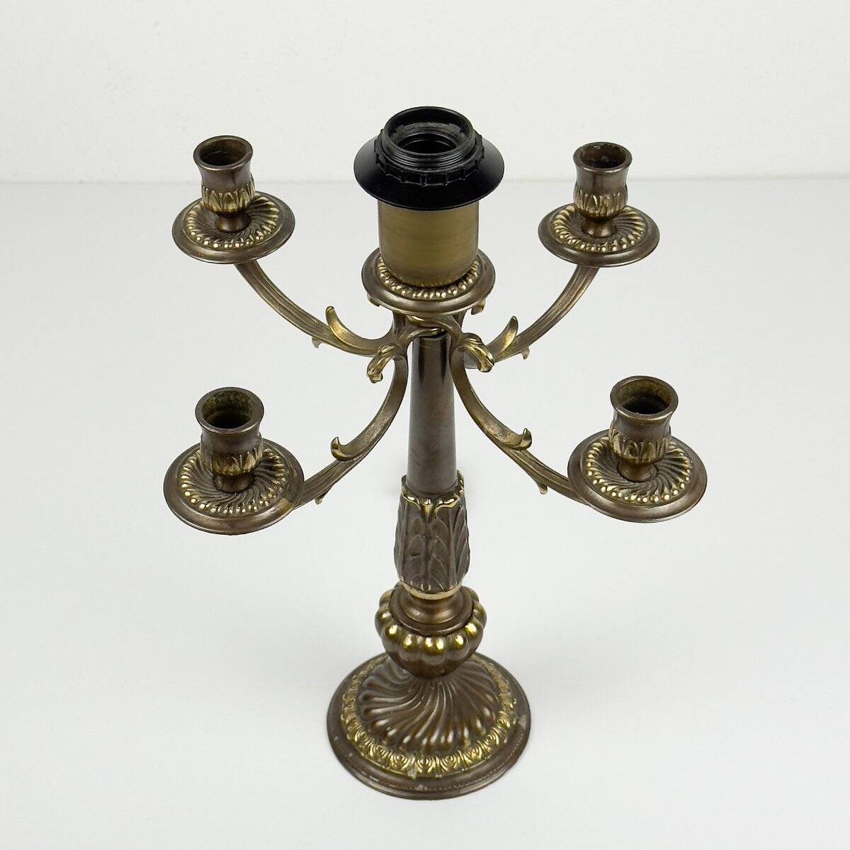 Vintage large table lamps in bronze, Italy, 1950s, set of 2