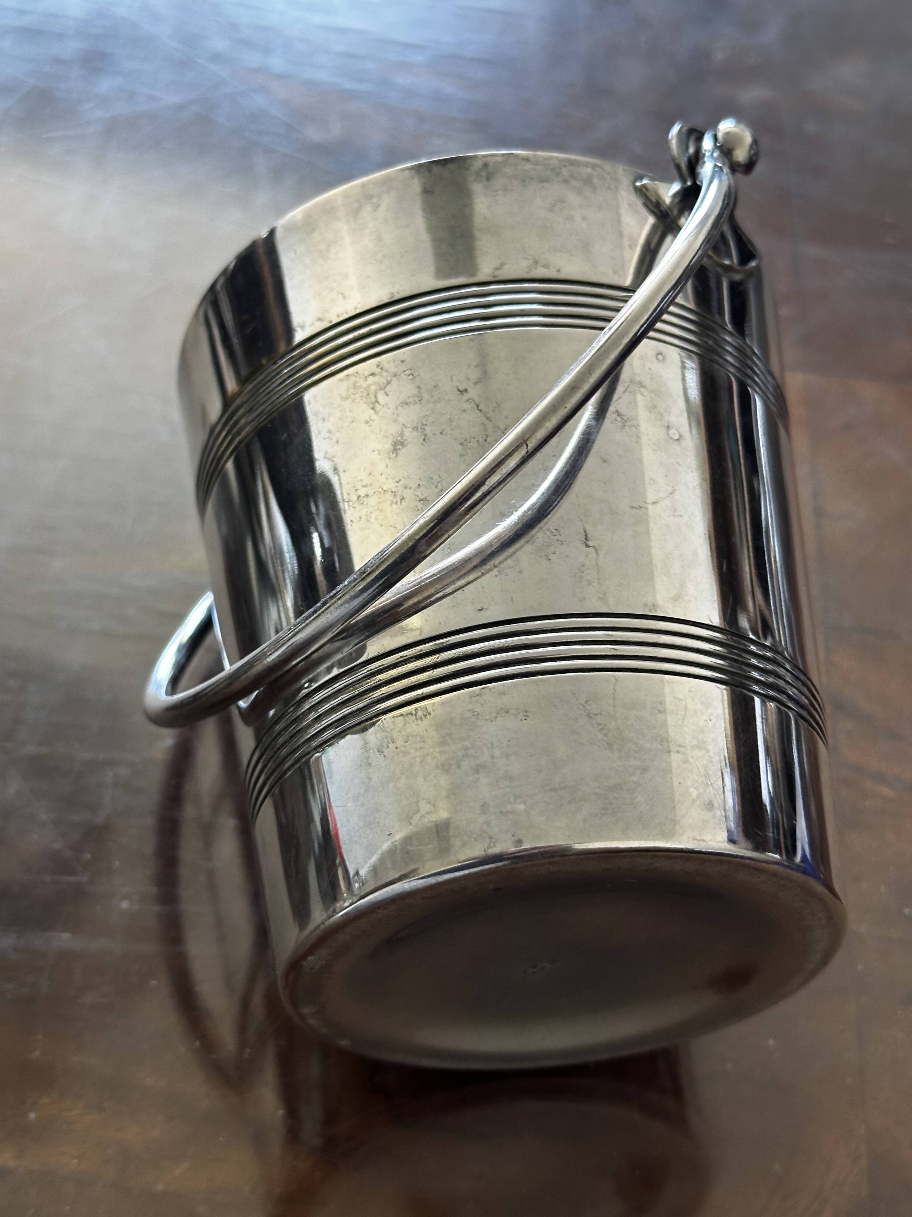 Ice bucket, 1930s period, silver-plated metal, 11 cm high