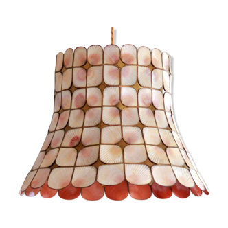 Hanging lamp, shell, brass and gilding day offal, 1960