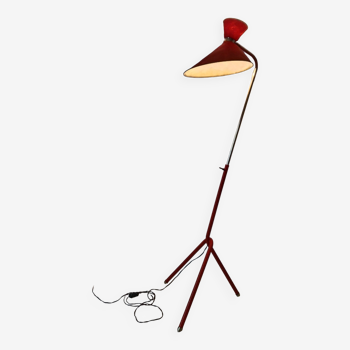 Scoubidou tripod floor lamp, Lunel style diabolo lampshade, 1950s