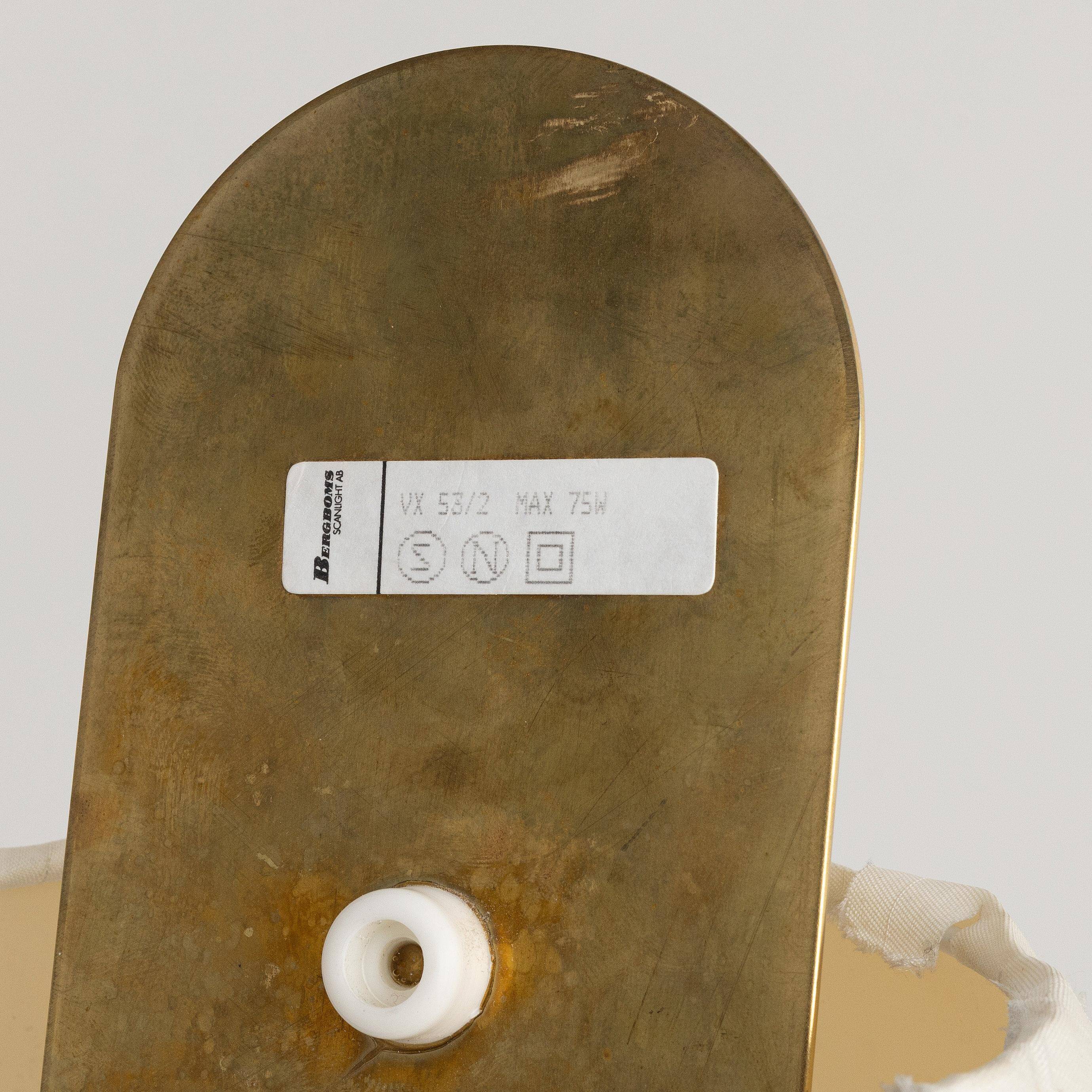 Unusual pair of wall sconces Bergboms, Sweden, 1960